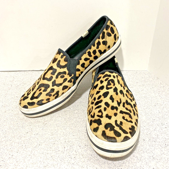 Keds x kate spade Double Decker Sneakers Leopard Print Fur Flats Shoes US 9.5M - Picture 2 of 12